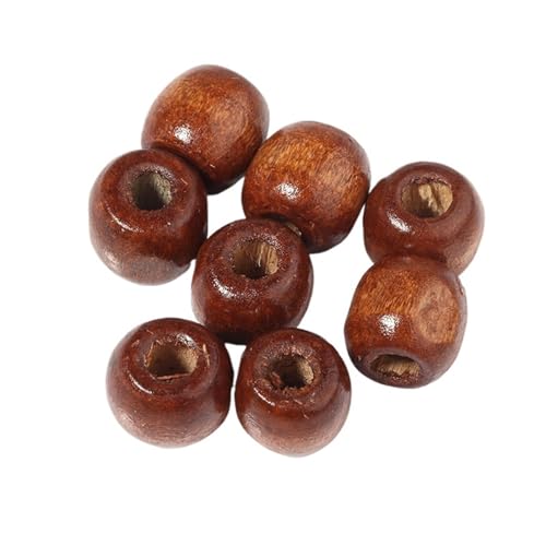 100 stücke Natürliche Holzperlen for Schmuckherstellung Großes Loch Holzperlen DIY Haarschmuck Handgefertigte Armbänder Halsketten Für Makramee Basteln(Middle brown,11x12mm hole 5mm) von ZNTIHZ