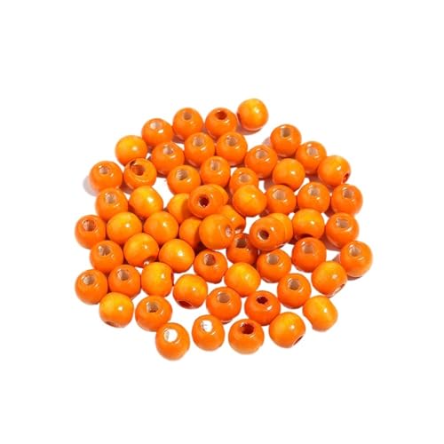 100 stücke Natürliche Holzperlen for Schmuckherstellung Großes Loch Holzperlen DIY Haarschmuck Handgefertigte Armbänder Halsketten Für Makramee Basteln(Orange,11x12mm hole 5mm) von ZNTIHZ