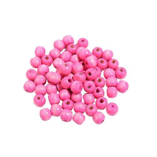 100 stücke Natürliche Holzperlen for Schmuckherstellung Großes Loch Holzperlen DIY Haarschmuck Handgefertigte Armbänder Halsketten Für Makramee Basteln(Pink,9x10mm hole 4mm) von ZNTIHZ