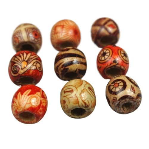 100 stücke Natürliche Holzperlen for Schmuckherstellung Großes Loch Holzperlen DIY Haarschmuck Handgefertigte Armbänder Halsketten Für Makramee Basteln(Vintage,9x10mm hole 4mm) von ZNTIHZ