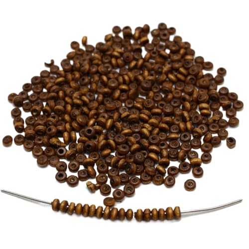 1000 Stück Mini-Holzperlen, rund, kleine Abstandsperlen aus Holz Für Makramee Basteln(Coffee) von ZNTIHZ