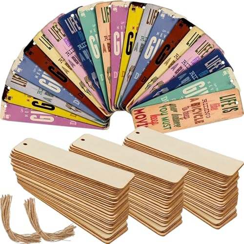 20/36 stücke Holz Blank Lesezeichen Dekorationen Mit Löchern Und Seil Weihnachten DIY Hochzeit Geburtstag Party Für DIY Handwerk, Geschenke(36pcs) von ZNTIHZ