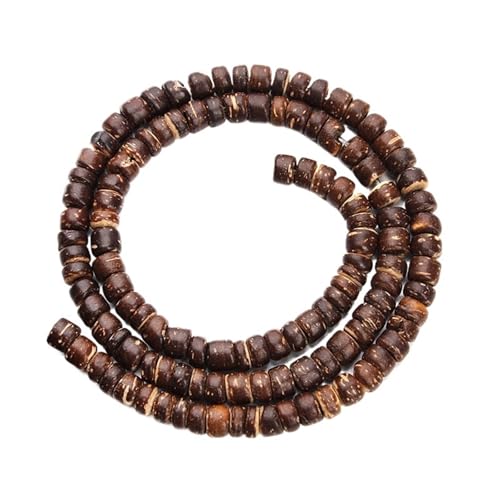 5/8/10 mm Oblate Naturholzperlen zur Schmuckherstellung, flache runde Holz-Raum-Gebetsperlen, Reifenkugel-String, Halskette, Armband Für Makramee Basteln(Dark Brown,8mm 330Pcs) von ZNTIHZ