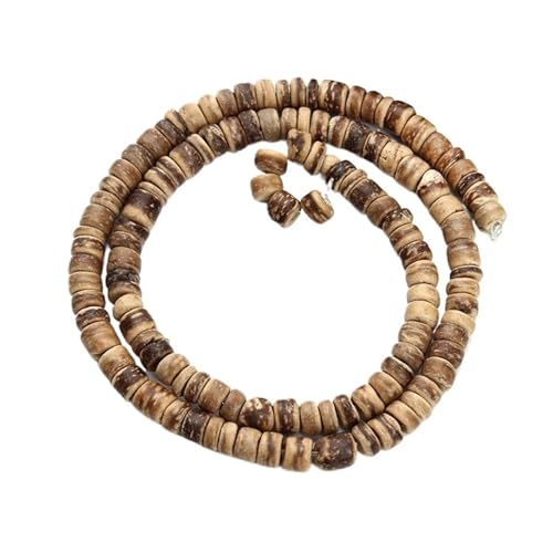 5/8/10 mm Oblate Naturholzperlen zur Schmuckherstellung, flache runde Holz-Raum-Gebetsperlen, Reifenkugel-String, Halskette, Armband Für Makramee Basteln(Light Brown,10mm 110Pcs) von ZNTIHZ