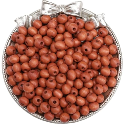 50–100 Stück einfarbige Holzperlen, lose Abstandshalter, runde Perlen for die Schmuckherstellung, DIY-Perlenarmbänder, Halskettenzubehör Für Makramee Basteln(Brown 50pcs) von ZNTIHZ