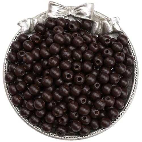 50–100 Stück einfarbige Holzperlen, lose Abstandshalter, runde Perlen for die Schmuckherstellung, DIY-Perlenarmbänder, Halskettenzubehör Für Makramee Basteln(Dark Brown 50pcs) von ZNTIHZ