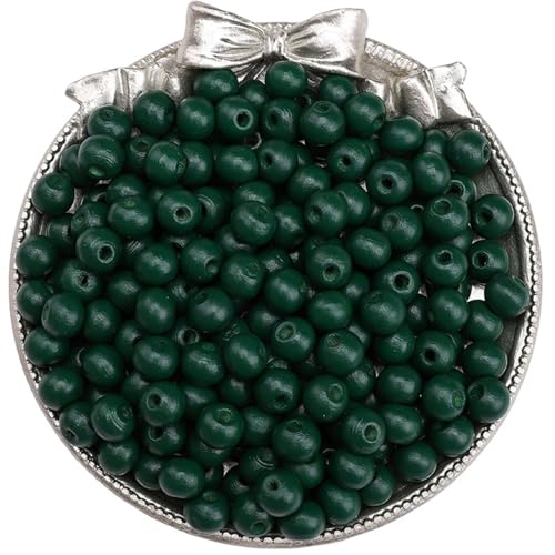 50–100 Stück einfarbige Holzperlen, lose Abstandshalter, runde Perlen for die Schmuckherstellung, DIY-Perlenarmbänder, Halskettenzubehör Für Makramee Basteln(Dark Green 50pcs) von ZNTIHZ
