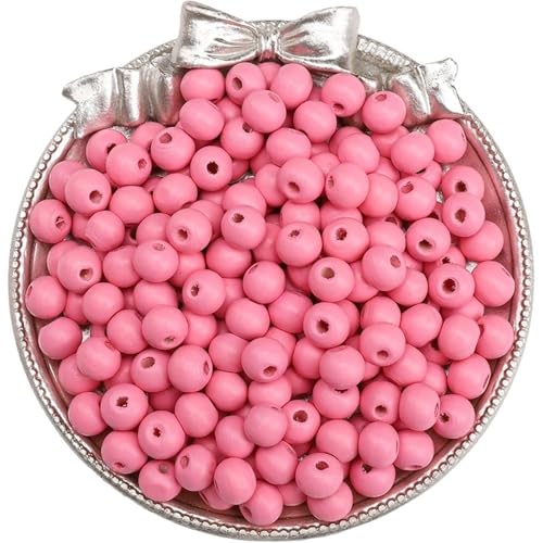 50–100 Stück einfarbige Holzperlen, lose Abstandshalter, runde Perlen for die Schmuckherstellung, DIY-Perlenarmbänder, Halskettenzubehör Für Makramee Basteln(Dark Pink 50pcs) von ZNTIHZ