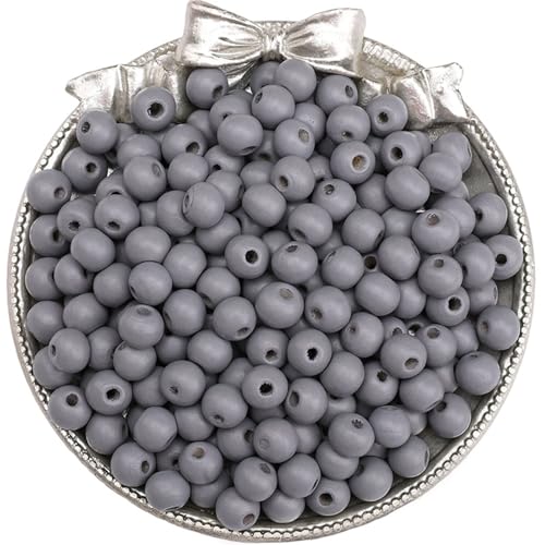 50–100 Stück einfarbige Holzperlen, lose Abstandshalter, runde Perlen for die Schmuckherstellung, DIY-Perlenarmbänder, Halskettenzubehör Für Makramee Basteln(Gray 50pcs) von ZNTIHZ