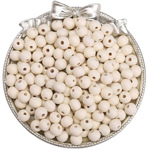 50–100 Stück einfarbige Holzperlen, lose Abstandshalter, runde Perlen for die Schmuckherstellung, DIY-Perlenarmbänder, Halskettenzubehör Für Makramee Basteln(Ivory 50pcs) von ZNTIHZ