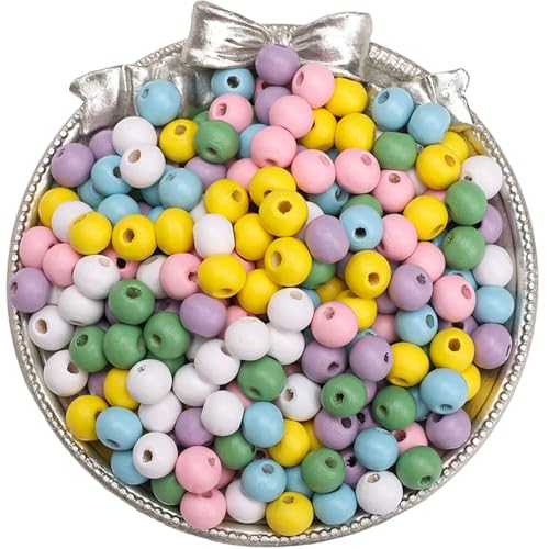 50–100 Stück einfarbige Holzperlen, lose Abstandshalter, runde Perlen for die Schmuckherstellung, DIY-Perlenarmbänder, Halskettenzubehör Für Makramee Basteln(Mix Color 01 100pcs) von ZNTIHZ