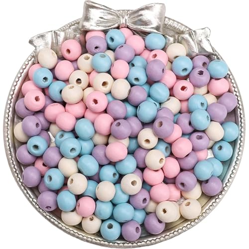 50–100 Stück einfarbige Holzperlen, lose Abstandshalter, runde Perlen for die Schmuckherstellung, DIY-Perlenarmbänder, Halskettenzubehör Für Makramee Basteln(Mix Color 04 100pcs) von ZNTIHZ