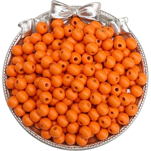 50–100 Stück einfarbige Holzperlen, lose Abstandshalter, runde Perlen for die Schmuckherstellung, DIY-Perlenarmbänder, Halskettenzubehör Für Makramee Basteln(Orange Red 50pcs) von ZNTIHZ
