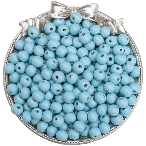 50–100 Stück einfarbige Holzperlen, lose Abstandshalter, runde Perlen for die Schmuckherstellung, DIY-Perlenarmbänder, Halskettenzubehör Für Makramee Basteln(Peacock Blue 50pcs) von ZNTIHZ