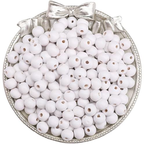 50–100 Stück einfarbige Holzperlen, lose Abstandshalter, runde Perlen for die Schmuckherstellung, DIY-Perlenarmbänder, Halskettenzubehör Für Makramee Basteln(White 50pcs) von ZNTIHZ