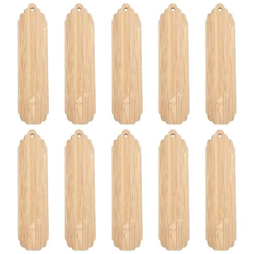 50 Stück leere Holz-Lesezeichen, unbehandeltes Holz, Tags, Malerei, Basteln, Lesezeichen, DIY, geschnitztes Graffiti, Bambus-Plattenmaterial Für DIY Handwerk, Geschenke(Wood Color 1) von ZNTIHZ