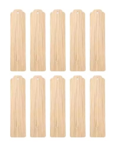 50 Stück leere Holz-Lesezeichen, unbehandeltes Holz, Tags, Malerei, Basteln, Lesezeichen, DIY, geschnitztes Graffiti, Bambus-Plattenmaterial Für DIY Handwerk, Geschenke(Wood Color 2) von ZNTIHZ