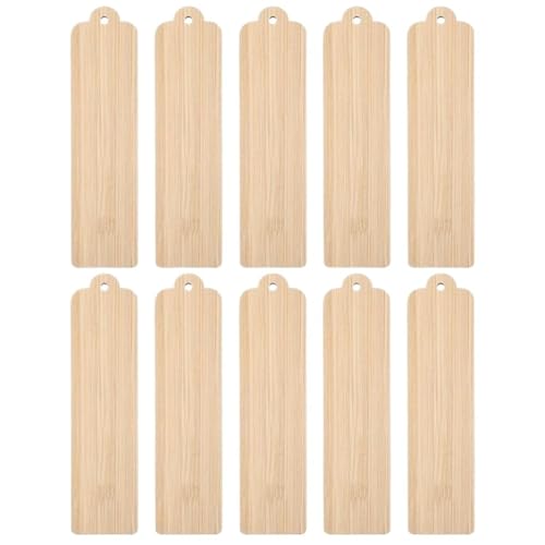 50 Stück leere Holz-Lesezeichen, unbehandeltes Holz, Tags, Malerei, Basteln, Lesezeichen, DIY, geschnitztes Graffiti, Bambus-Plattenmaterial Für DIY Handwerk, Geschenke(Wood Color 4) von ZNTIHZ