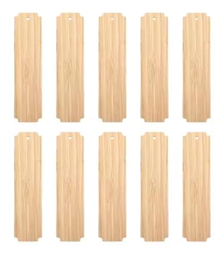 50 Stück leere Holz-Lesezeichen, unbehandeltes Holz, Tags, Malerei, Basteln, Lesezeichen, DIY, geschnitztes Graffiti, Bambus-Plattenmaterial Für DIY Handwerk, Geschenke(Wood Color 5) von ZNTIHZ