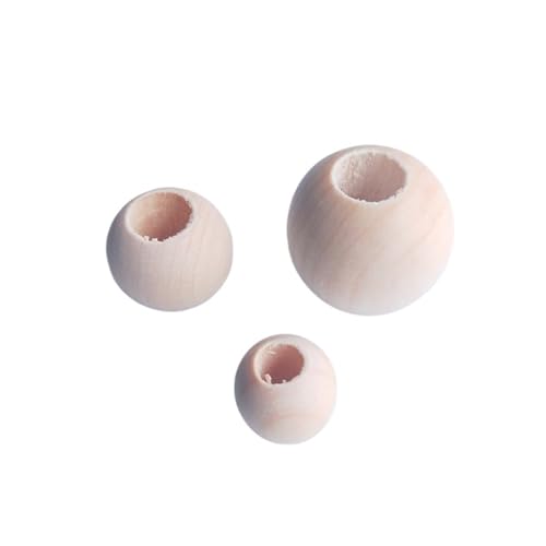 Flache runde Holzperlen mit großem Loch, natürliche Farbe, umweltfreundliche Abstandsperlen, DIY-Schmuck, Bastelzubehör Für Makramee Basteln(30x28mm 3pcs) von ZNTIHZ