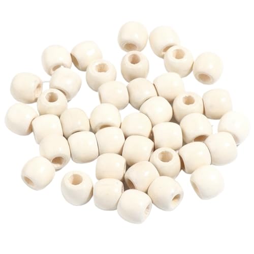 Natürliche Holzperlen Zur Schmuckherstellung Mit Großem Loch, Lose Abstandsperlen, DIY-Haarschmuck, Armband, Halskette Für Makramee Basteln(Beige,16x17mm 50pcs) von ZNTIHZ