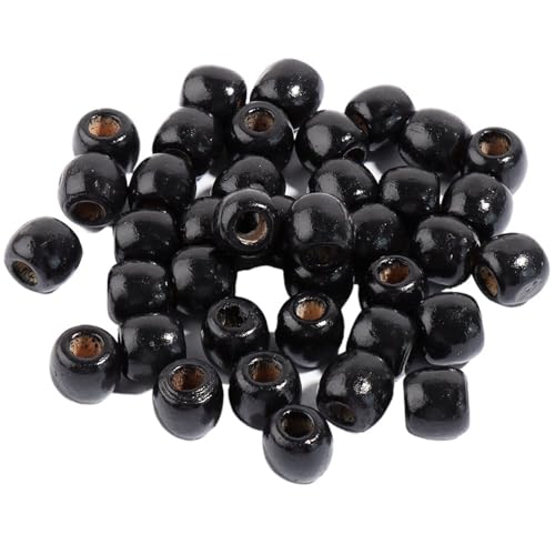 Natürliche Holzperlen Zur Schmuckherstellung Mit Großem Loch, Lose Abstandsperlen, DIY-Haarschmuck, Armband, Halskette Für Makramee Basteln(Black,16x17mm 50pcs) von ZNTIHZ