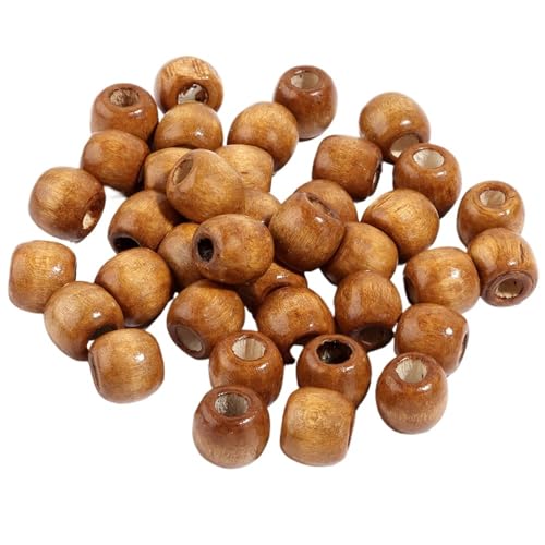 Natürliche Holzperlen Zur Schmuckherstellung Mit Großem Loch, Lose Abstandsperlen, DIY-Haarschmuck, Armband, Halskette Für Makramee Basteln(Light brown,16x17mm 50pcs) von ZNTIHZ