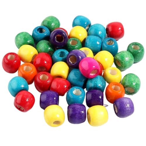Natürliche Holzperlen Zur Schmuckherstellung Mit Großem Loch, Lose Abstandsperlen, DIY-Haarschmuck, Armband, Halskette Für Makramee Basteln(Mix,16x17mm 50pcs) von ZNTIHZ