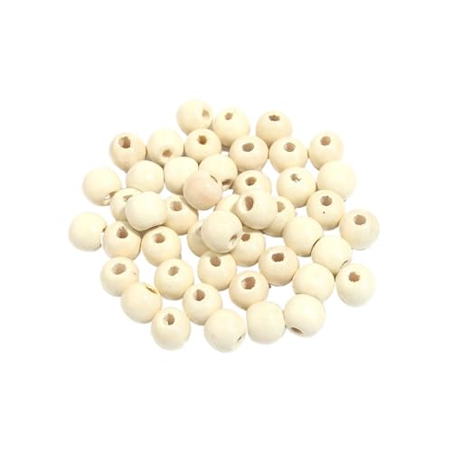 Natürliche Holzperlen mit großem Loch, lose Abstandsperlen, runde Perlen for die Schmuckherstellung, DIY-Handwerk, Armband, Halskette, Spielzeugzubehör Für Makramee Basteln(Beige,10mm 100Pcs) von ZNTIHZ