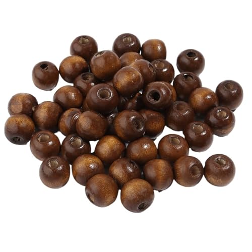 Natürliche Holzperlen mit großem Loch, lose Abstandsperlen, runde Perlen for die Schmuckherstellung, DIY-Handwerk, Armband, Halskette, Spielzeugzubehör Für Makramee Basteln(Brown,12mm 100Pcs) von ZNTIHZ