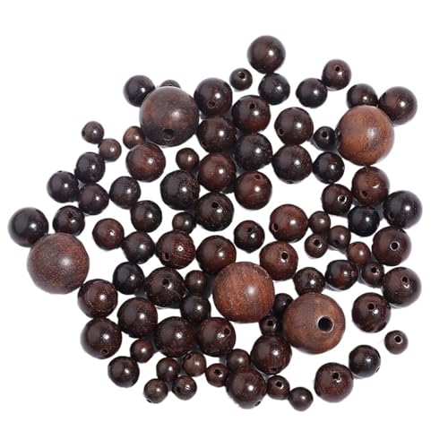Runde Holzperlen Zur Schmuckherstellung, Natürliche Streifen, Abstandskugeln, Holzperlen, Halsketten, Charms, Perlen, DIY, Basteln, Armbandherstellung Für Makramee Basteln(Black,10mm 50pcs) von ZNTIHZ