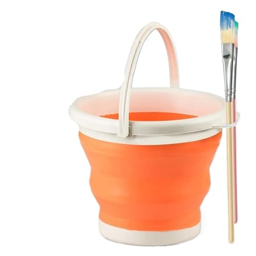 ZNTIHZ Pinsel Reinigung Eimer Pinsel Faltbare Malerei Pinsel Reiniger Eimer Reinigung Tragbare Malerei Pinsel Wasser Eimer for Kunst Für Ölmalerei, Aquarell(Orange) von ZNTIHZ