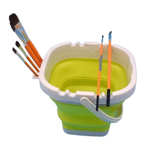 ZNTIHZ Pinselreinigungseimer, Pinselwascher, Faltbarer Wasserfasseimer, Künstlerreiniger, Topfwerkzeug Für Ölmalerei, Aquarell(Yellow) von ZNTIHZ