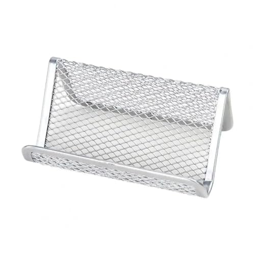 ZNTIHZ Visitenkartenhalter 2 Pcs Mesh Karte Metall Halter Tragbare Metall Mesh Visitenkarte Display-Ständer Name Karte Display Halter Für Büro(Silver) von ZNTIHZ