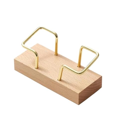 ZNTIHZ Visitenkartenhalter 2 Pcs Tabletop Regal Visitenkarte Halter Holz Karte Halter Metall Holz Karte Veranstalter Für Büro(Dark Brown) von ZNTIHZ