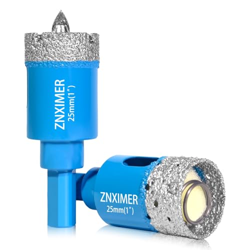 ZNXIMER Diamant-Lochsägenbohrer, 2,5 cm, präzises Bohren für Fliesen, Keramik, Marmor, Granit, Stein, Glasflaschen, 25 mm, 2 Stück ZNXIMER Diamant-Lochsägenbohrer, 2,5 cm, präzises Bohren für Fliesen, Keramik, Marmor, Granit, Stein, Glasflaschen, 25 mm, 2 Stück von ZNXIMER