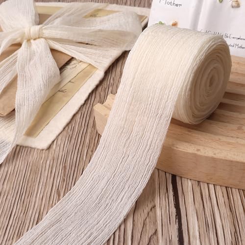 Elfenbeinfarbenes Knisterband, 3,8 cm x 9,1 m, Chiffonband, Spitzenborte für Bastelarbeiten, Blumenstrauß, Geschenkverpackungen, Hochzeitsdekoration Elfenbeinfarbenes Knisterband, 3,8 cm x 9,1 m, Chiffonband, Spitzenborte für Bastelarbeiten, Blumenstrauß, Geschenkverpackungen, Hochzeitsdekoration von ZNZAKKA