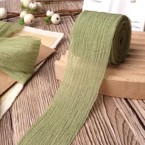 Knisterband, Chiffonband, Spitzenborte für Bastelarbeiten, Blumenstrauß, Geschenkverpackungen, Hochzeit, Heimdekoration, Salbeigrün, 3,8 x 9,1 m Knisterband, Chiffonband, Spitzenborte für Bastelarbeiten, Blumenstrauß, Geschenkverpackungen, Hochzeit, Heimdekoration, Salbeigrün, 3,8 x 9,1 m von ZNZAKKA