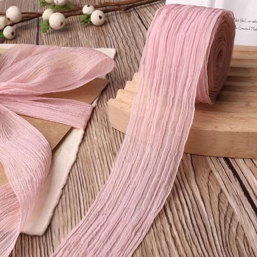 Pinkes Knisterband, Chiffonband, Spitzenborte für Bastelarbeiten, Blumenstrauß, Geschenkverpackungen, Hochzeit, Heimdekoration, 3,8 x 9,1 m Pinkes Knisterband, Chiffonband, Spitzenborte für Bastelarbeiten, Blumenstrauß, Geschenkverpackungen, Hochzeit, Heimdekoration, 3,8 x 9,1 m von ZNZAKKA