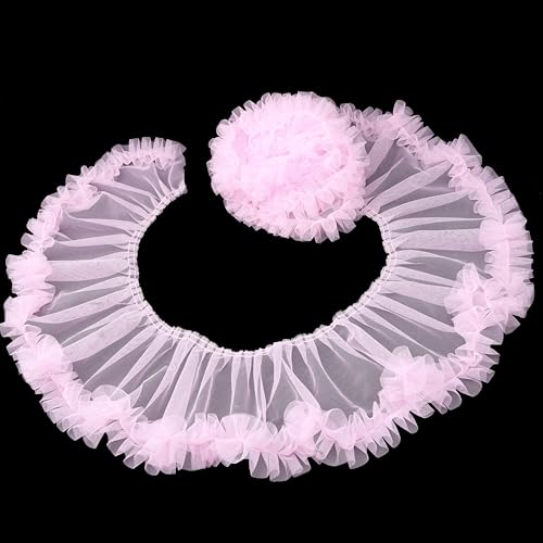 Spitzenborte mit Rüschen, 17 cm breit, plissiert, Netzstoff, geraffter Rand, zum Nähen von Kleidern, Heimdeko, Rosa Spitzenborte mit Rüschen, 17 cm breit, plissiert, Netzstoff, geraffter Rand, zum Nähen von Kleidern, Heimdeko, Rosa von ZNZAKKA