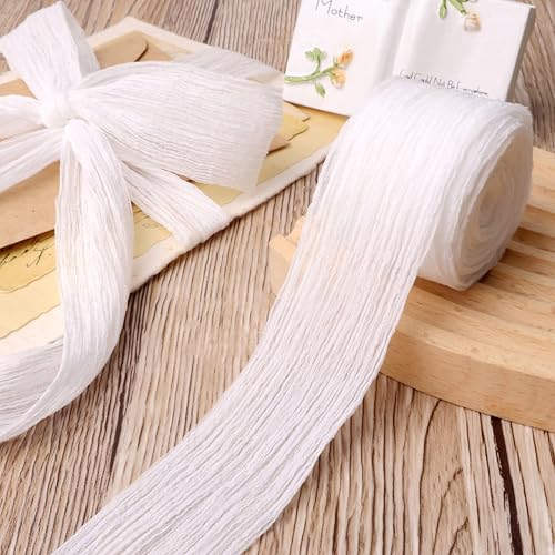 Weißes Knisterband, Chiffonband, Spitzenborte für Bastelarbeiten, Blumenstrauß, Geschenkverpackungen, Hochzeit, Heimdekoration, 3,8 x 9,1 m Weißes Knisterband, Chiffonband, Spitzenborte für Bastelarbeiten, Blumenstrauß, Geschenkverpackungen, Hochzeit, Heimdekoration, 3,8 x 9,1 m von ZNZAKKA