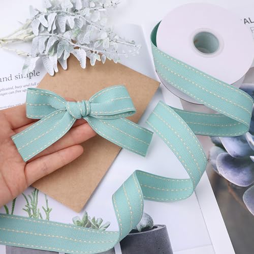 ZNZAKKA Grünes Ripsband, genähter Rand, zum Basteln, Geschenkverpacken, Dekorationen, 2,5 cm x 9,1 m von ZNZAKKA