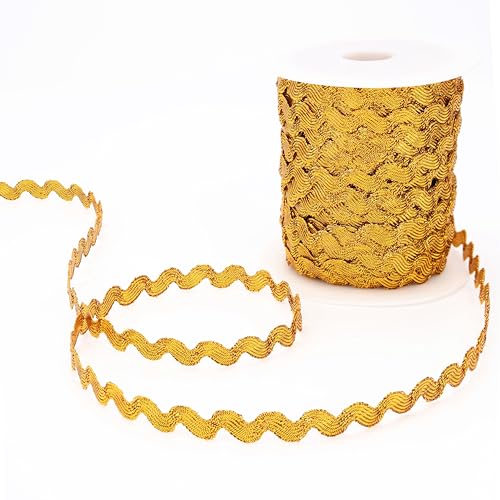 ZNZAKKA Rick Rack Trim 40 Yards Gold Lace Ribbon Wave Bending Fringe Trim for Crafts Sewing, Gift Wrapping, Clothing Embellishment von ZNZAKKA
