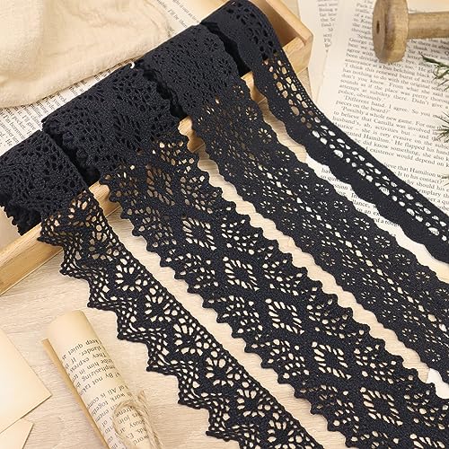 ZNZAKKA Schwarzes Spitzenband 8 Yards Baumwolle Häkelspitze Band zum Nähen, Basteln, Geschenkverpacken, Dekoration ZNZAKKA Schwarzes Spitzenband 8 Yards Baumwolle Häkelspitze Band zum Nähen, Basteln, Geschenkverpacken, Dekoration von ZNZAKKA