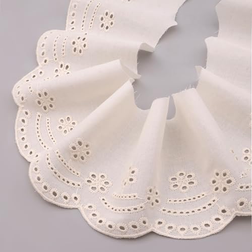 ZNZAKKA Spitzenborte mit Ösen, Beige, bestickt, Baumwolle, Spitzenborte für Kleidung, Accessoires, Basteln, Heimdekoration von ZNZAKKA
