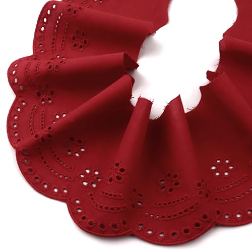 ZNZAKKA Spitzenborte mit Ösen, Burgunderrot, bestickt, Baumwolle, Spitzenborte für Kleidung, Accessoires, Handwerk, Heimdekoration von ZNZAKKA
