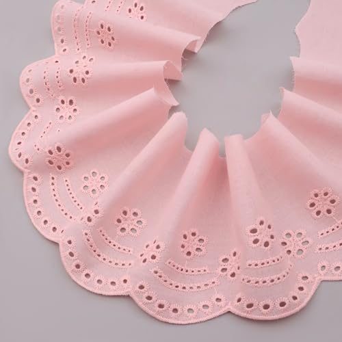 ZNZAKKA Spitzenborte mit Ösen, rosa bestickt, Baumwolle, Spitzenborte für Kleidung, Accessoires, Basteln, Heimdekoration von ZNZAKKA