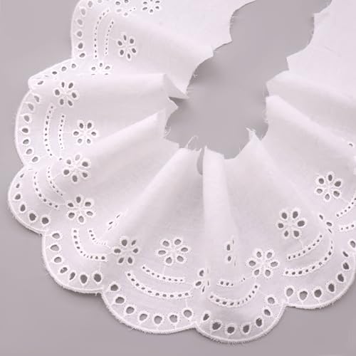 ZNZAKKA Spitzenborte mit Ösen, weiß, bestickt, Baumwolle, Spitzenborte für Kleidung, Accessoires, Basteln, Heimdekoration von ZNZAKKA