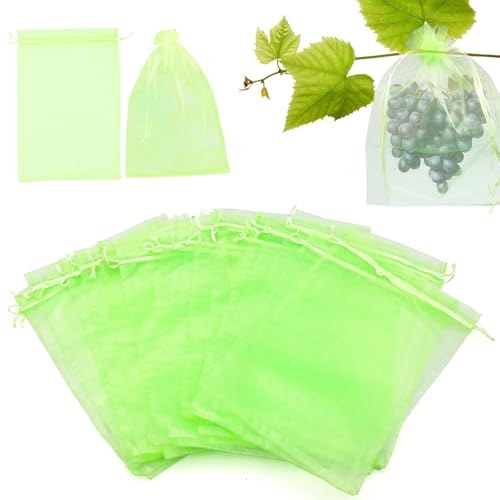 ZOCONE 75 Stück Traubenschutzbeutel 20x30cm Organzasäckchen mit Zugband Trauben Säckchen Weintrauben Schutzbeutel Obst zum Schutz vor Wespenfrass Vögel Insektensichere Fruchtschutzbeutel von ZOCONE