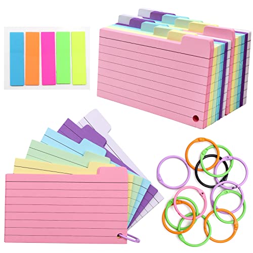 ZOCONE Karteikarten mit Registerkarten, 300 Stück, bunte Revisionskarten mit 8 Binderringen + 100 Blatt, klebrige Index-Tabellen, 85 x 125 mm, Lernkarten für Revision, linierte Trennblätter, Karten zum Lernen von To-Do-Liste ZOCONE Karteikarten mit Registerkarten, 300 Stück, bunte Revisionskarten mit 8 Binderringen + 100 Blatt, klebrige Index-Tabellen, 85 x 125 mm, Lernkarten für Revision, linierte Trennblätter, Karten zum Lernen von To-Do-Liste von ZOCONE